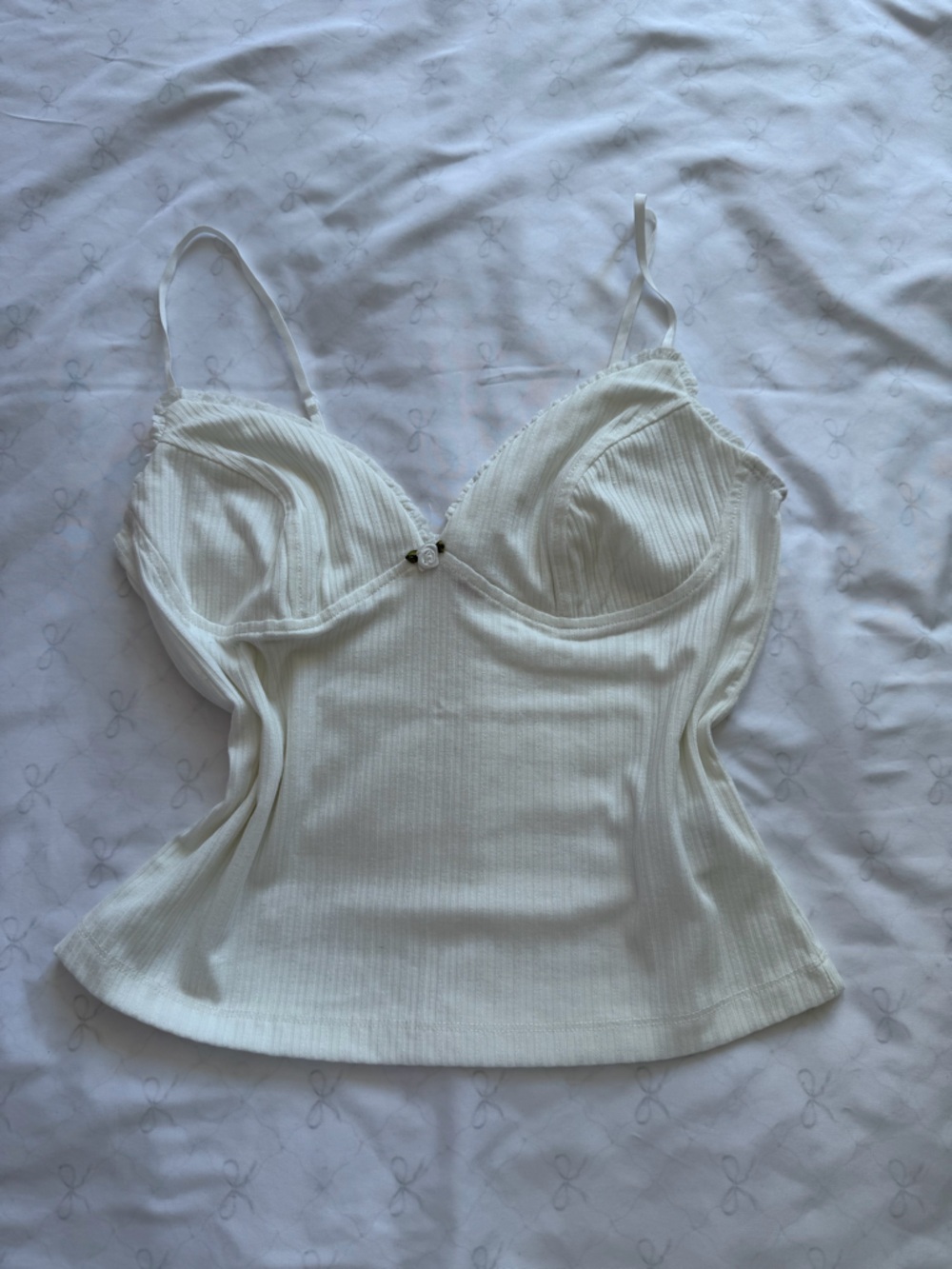 White Ribbed Bustier Tank Top